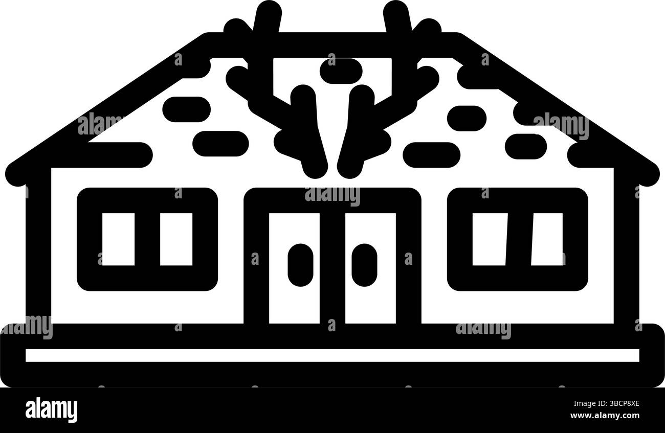 illustrazione vettoriale dell'icona della linea di legno della cabina di caccia Illustrazione Vettoriale