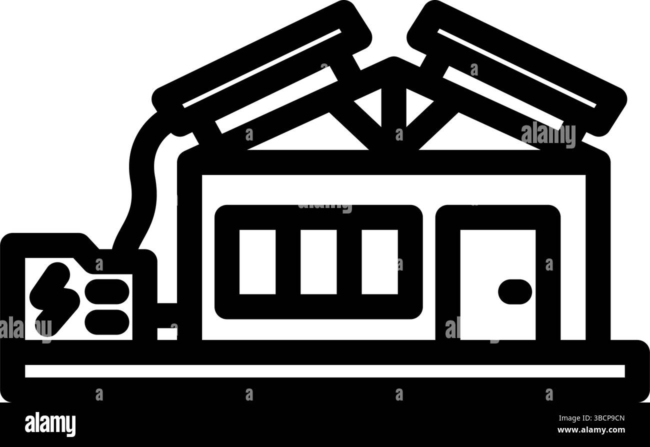 illustrazione vettoriale dell'icona della linea di legno della cabina fuori griglia Illustrazione Vettoriale