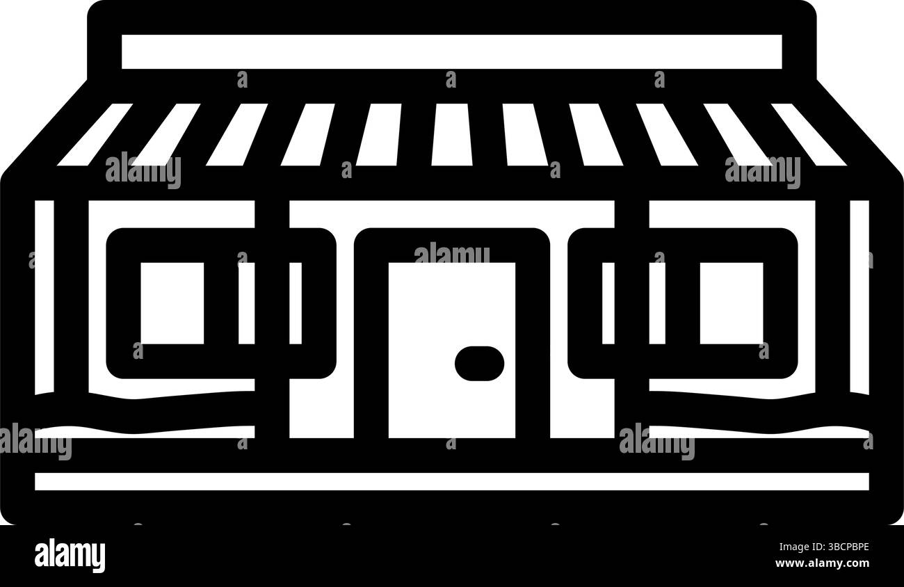 illustrazione vettoriale dell'icona della linea della cabina in stile fattoria Illustrazione Vettoriale