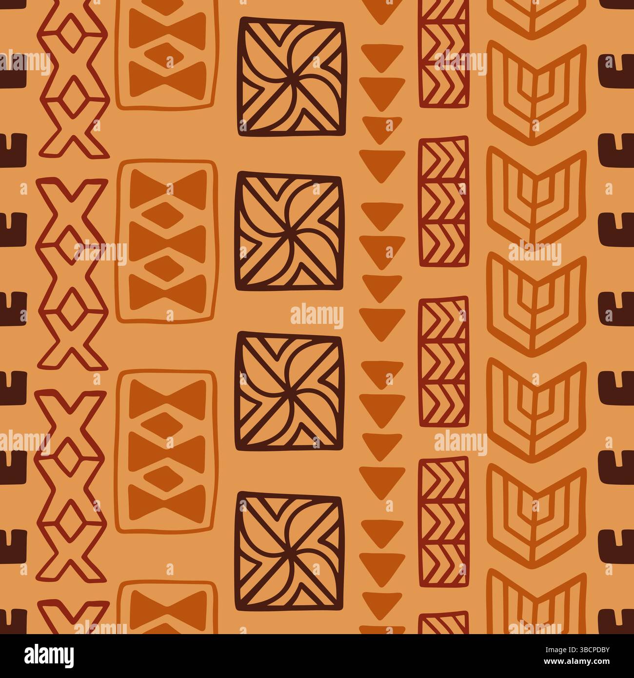 Motivo etnico senza cuciture tapa hawaiana polinesiana Illustrazione Vettoriale