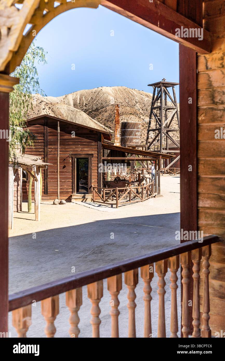 La miniera d'oro Joe's nel parco a tema Mini Hollywood - American Wild Western Style Foto Stock