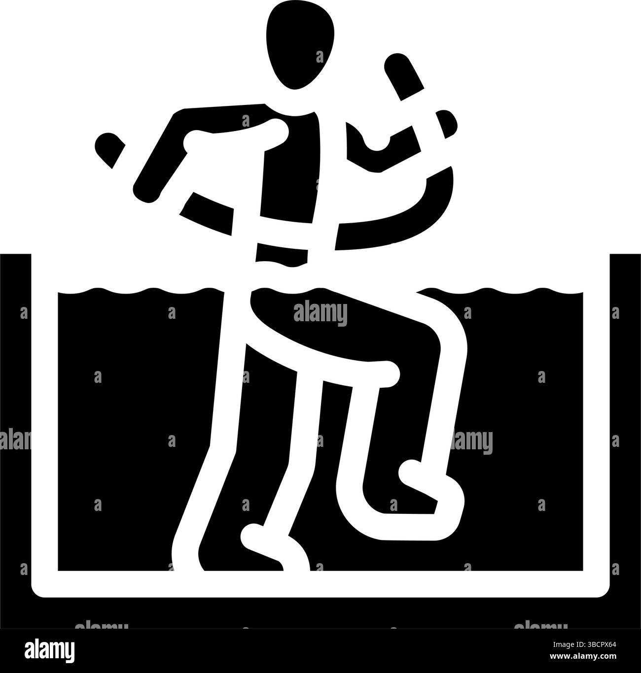 aerobica in acqua in estate trascorrono il tempo con l'icona del glifo illustrazione vettoriale Illustrazione Vettoriale