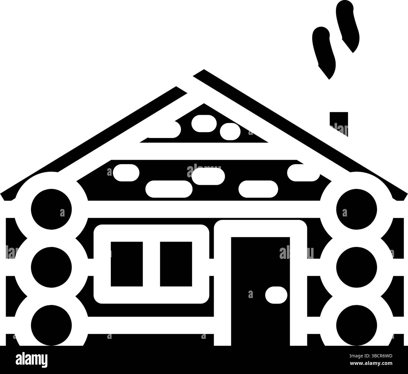 illustrazione vettoriale icona glifo in legno nella cabina in legno rustico Illustrazione Vettoriale