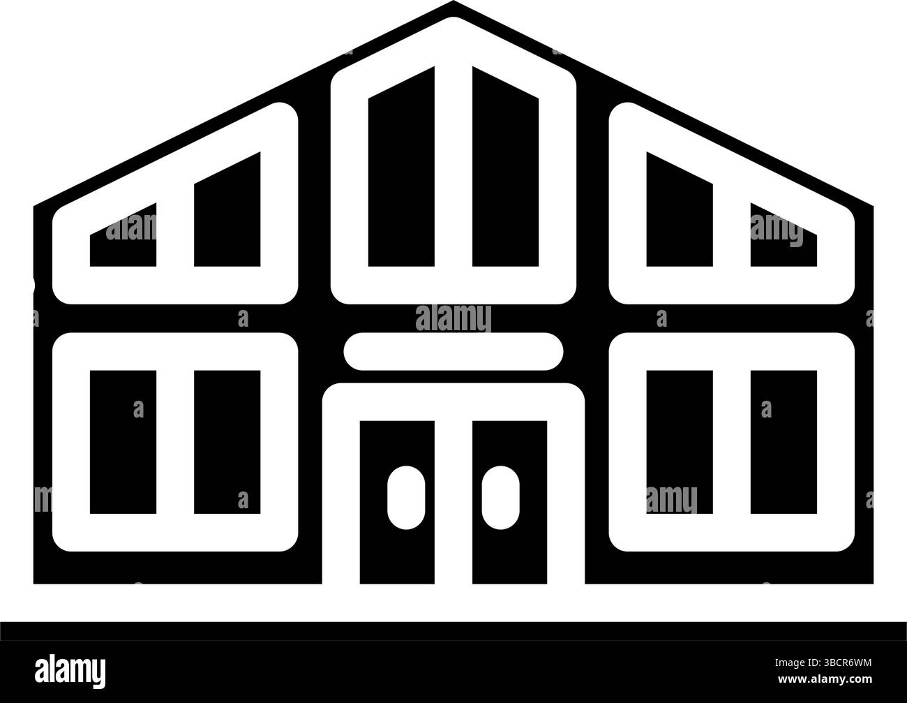 illustrazione vettoriale dell'icona del glifo della cabina in stile chalet Illustrazione Vettoriale