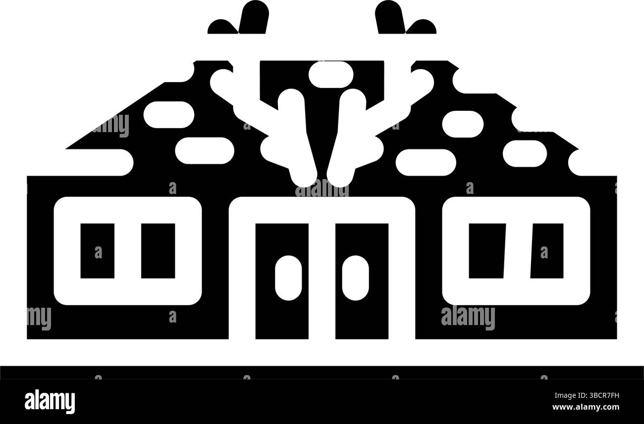 illustrazione vettoriale icona glifo in legno cabina di caccia Illustrazione Vettoriale