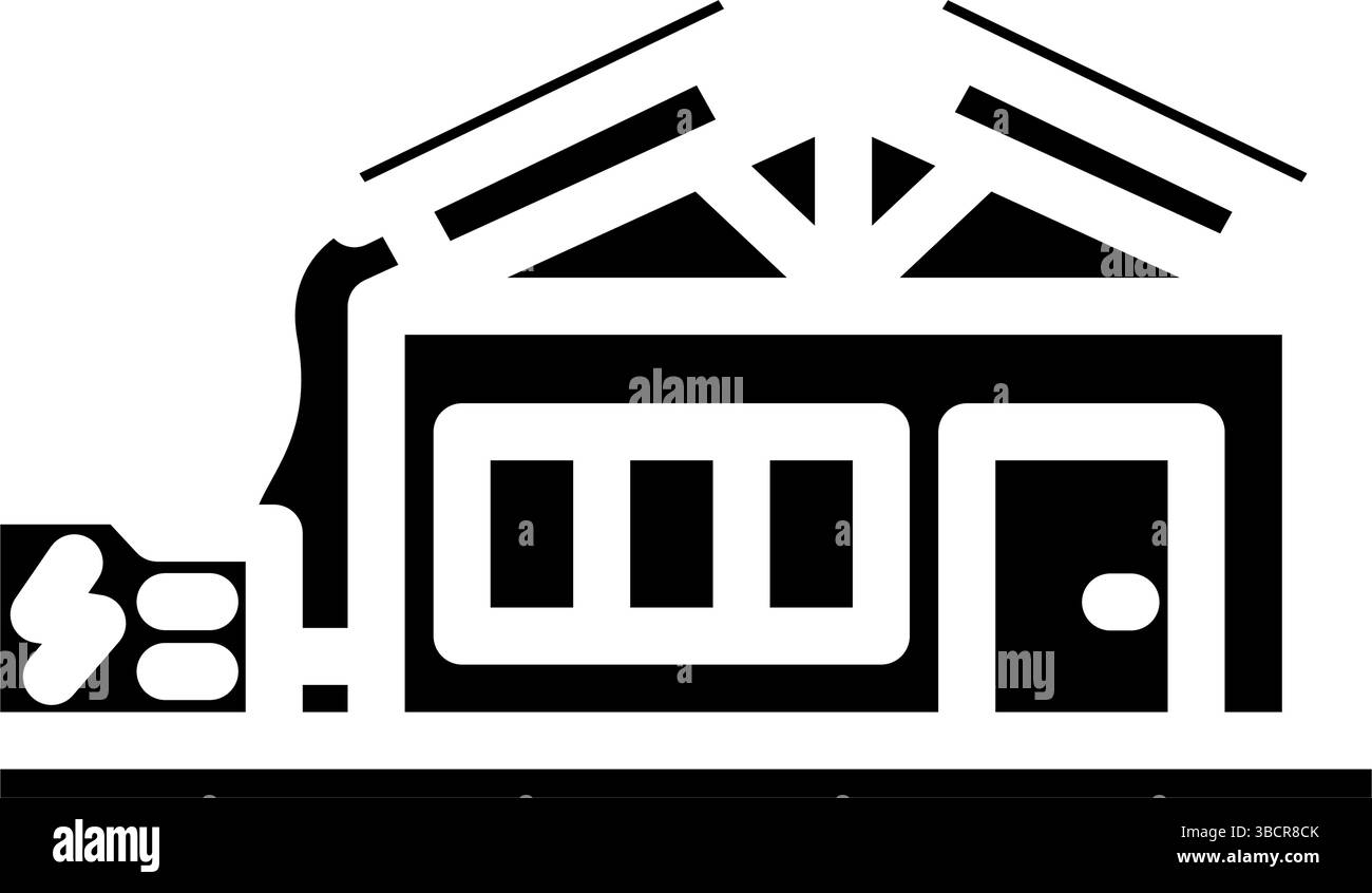 illustrazione vettoriale icona glifo in legno cabina fuori griglia Illustrazione Vettoriale