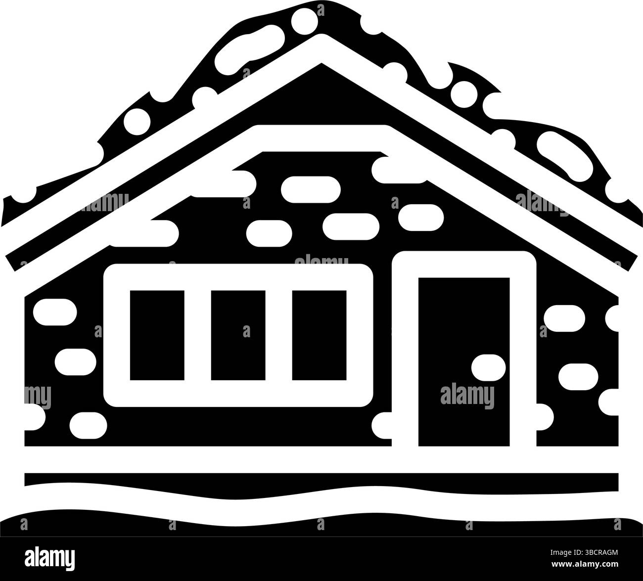 illustrazione vettoriale icona glifo in legno tetto verde cabina Illustrazione Vettoriale