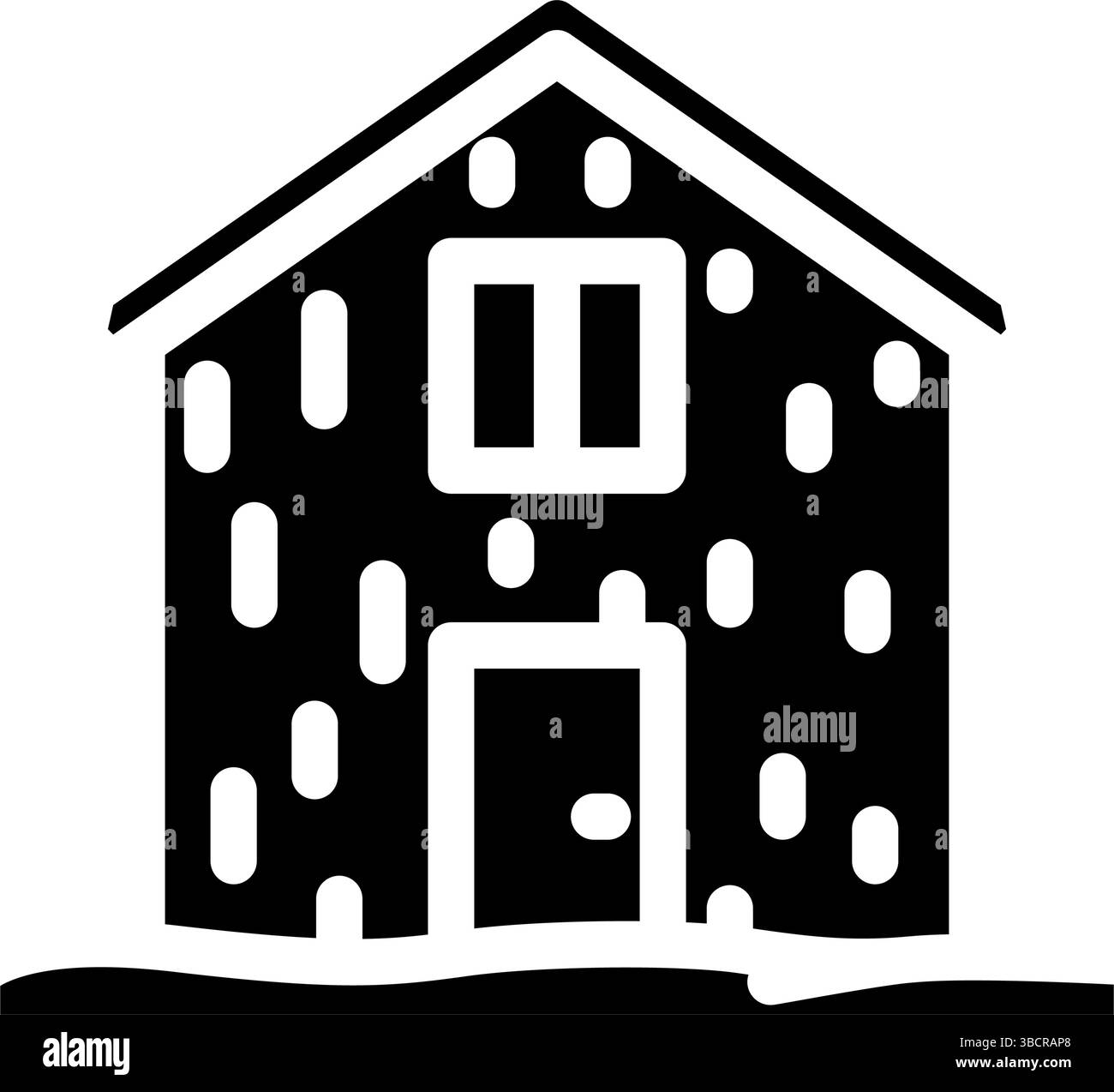 illustrazione vettoriale dell'icona del glifo della cabina in legno in stile scandinavo Illustrazione Vettoriale