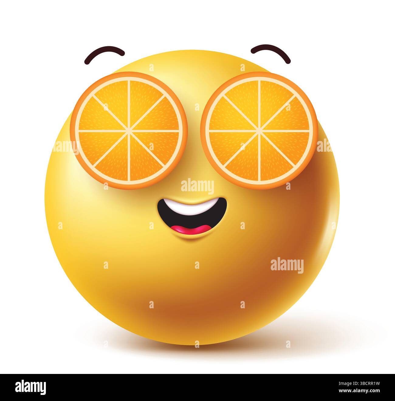 Graziosa emoji vettoriale estiva, illustrazione vettoriale emoticon Fruit Eyes. Illustrazione Vettoriale