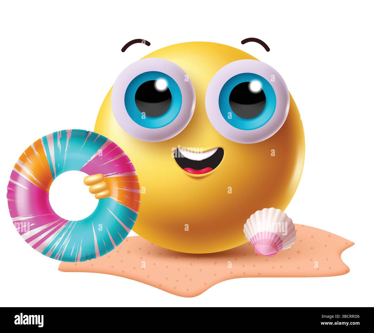 Design estivo della clipart emoji sullo sfondo dell'isola. Illustrazione vettoriale. Illustrazione Vettoriale
