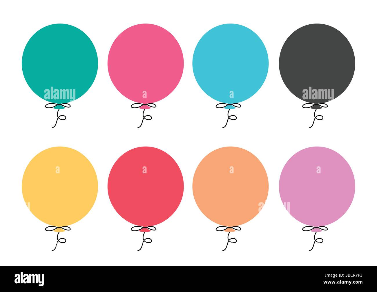 Design vettoriale delle bollature colorate. Palloncini piatti colorati. Clipart bollature. Illustrazione Vettoriale