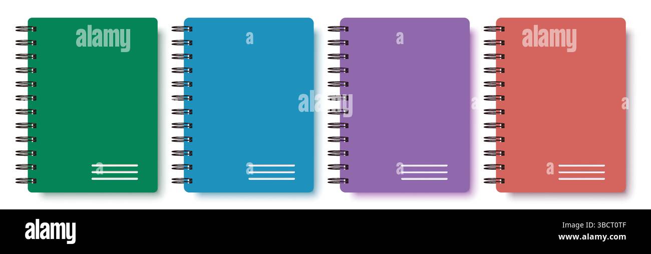 Design del set vettoriale per notebook. Elemento notebook Back to School per la raccolta di strumenti per gli studenti. Illustrazione vettoriale di ritorno all'istruzione scolastica Illustrazione Vettoriale