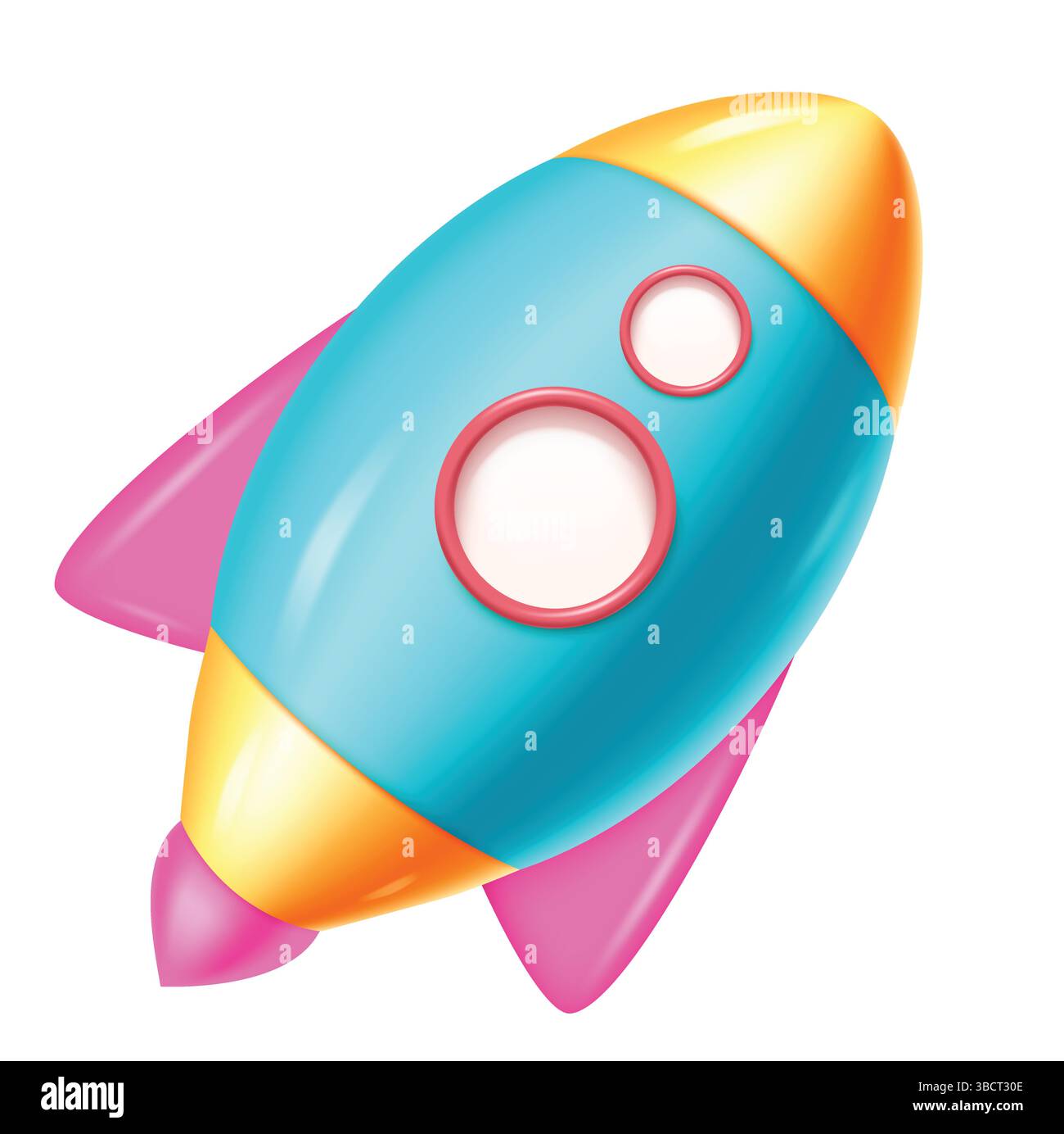 Illustrazione vettore razzo. Astronave cartoon isolata su sfondo bianco. Illustrazione vettoriale. Illustrazione Vettoriale