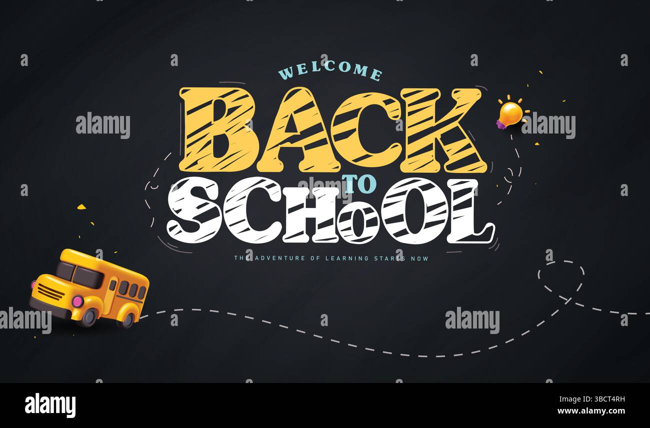Bentornato al disegno di sfondo clipart scolastico, illustrazione vettoriale Illustrazione Vettoriale
