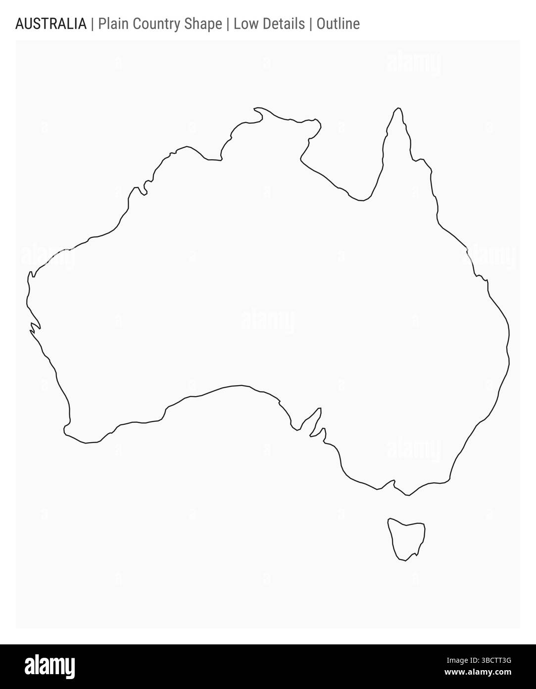 Mappa della pianura australiana. Dettagli bassi. Stile contorno. Forma dell'Australia. Illustrazione vettoriale. Illustrazione Vettoriale