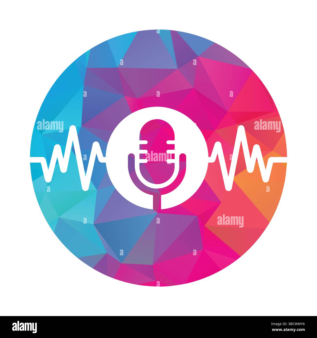 Logo podcast medico con battito cardiaco. Podcast Heartbeat Line Logo Design modello vettoriale. Illustrazione Vettoriale
