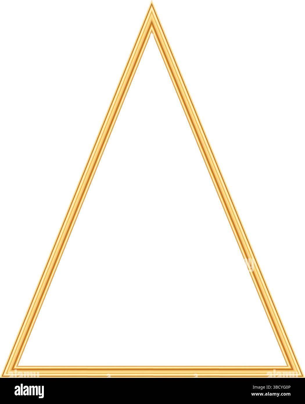 Cornice triangolare oro. Triangolo di lusso, confine per i certificati, premi, inviti a matrimoni, biglietti d'auguri, poster. Elegante elemento decorativo Illustrazione Vettoriale