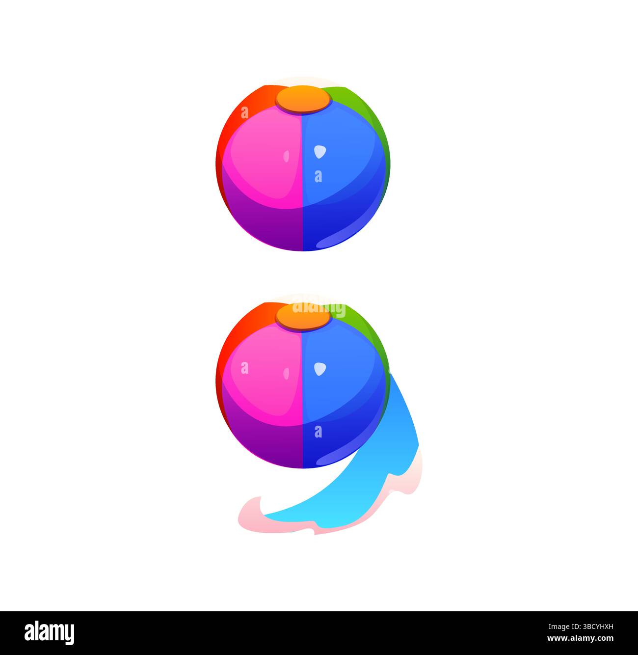 Font cartoni animati da viaggio per le vacanze estive, punto e virgola con punteggiatura della palla gonfiabile. Caratteri dell'alfabeto inglese per i viaggi di vacanza simbolo speciale, segni di punteggiatura del carattere vettoriale delle vacanze. Insegna estiva del tempo libero Illustrazione Vettoriale