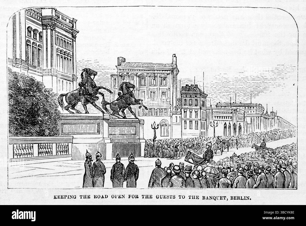 Il Congresso di Berlino - mantenere aperta la strada per gli ospiti al banchetto (1878). Illustrazione del XIX secolo dal Popular Monthly di Frank Leslie Foto Stock