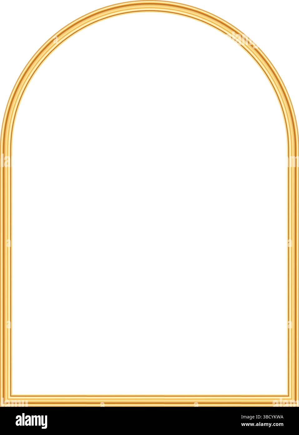 Portale magico lucido oro, porta. Confine arabo, elemento decorativo islamico. Elegante telaio ad arco geometrico oro per certificato, grande apertura Illustrazione Vettoriale
