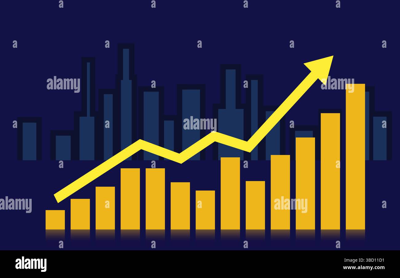 Grafico della crescita finanziaria grafico del successo aziendale tendenza del mercato dati sulla crescita degli investimenti Illustrazione Vettoriale