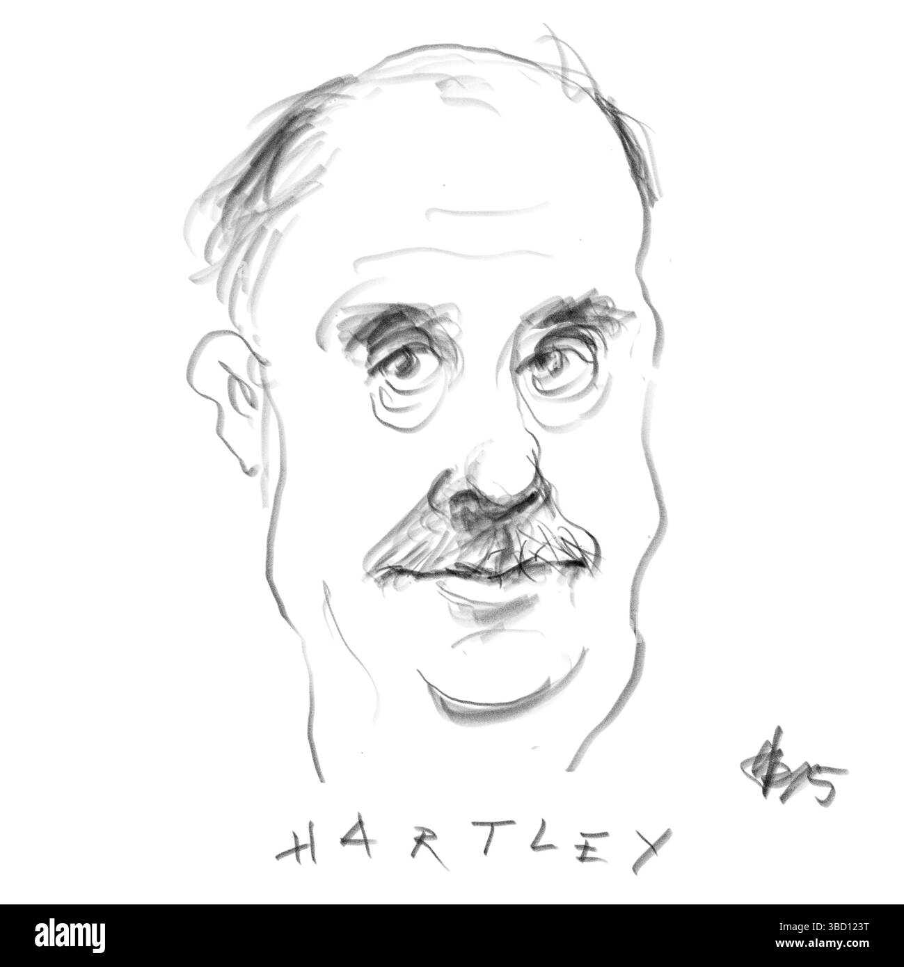 Ritratto a matita di J.P. Hartley Foto Stock