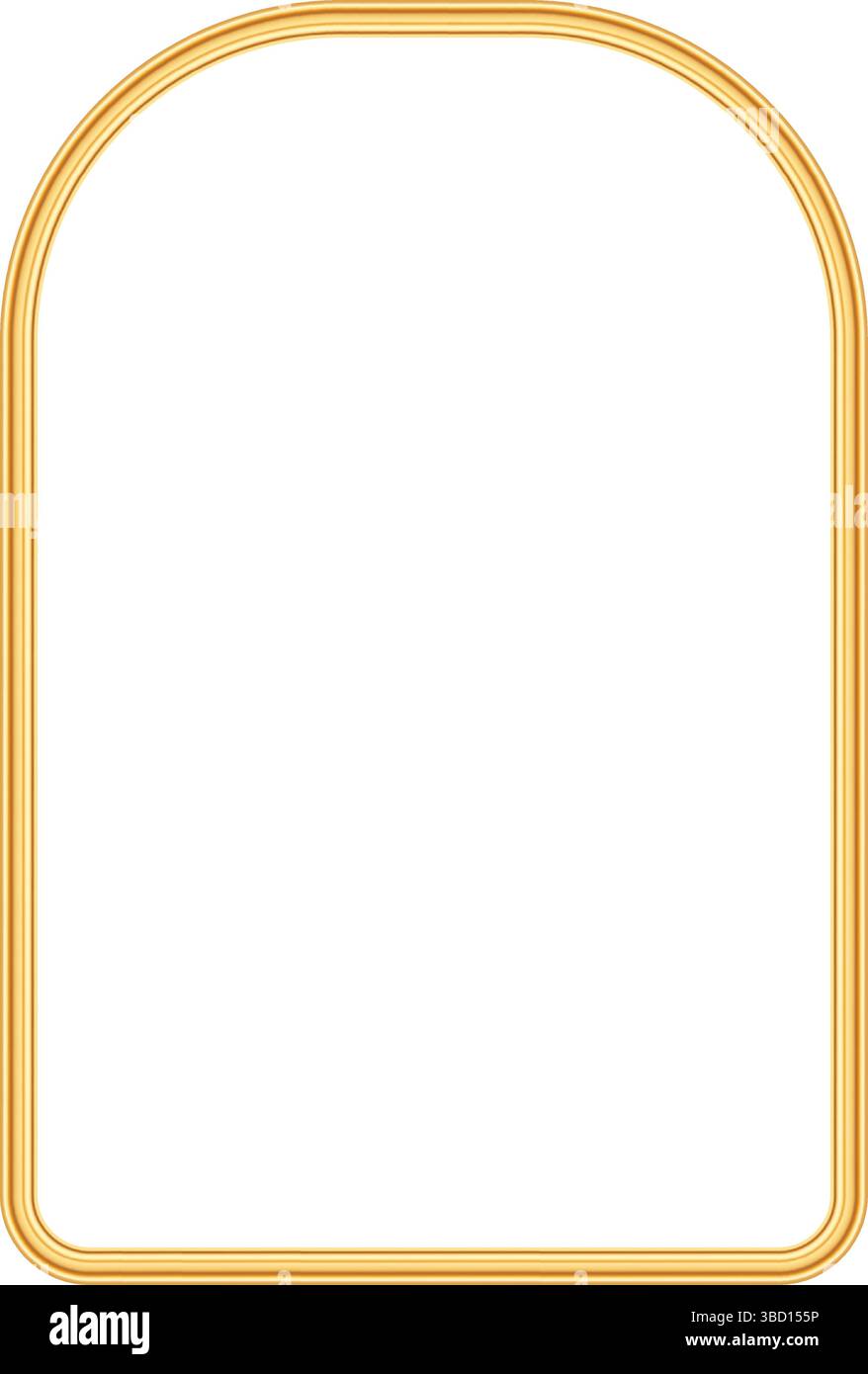 Telaio ad arco geometrico oro. elemento decorativo 3d luxury arch per inviti a matrimoni, inaugurazione, biglietto d'auguri, certificato. Illustrazione vettoriale Illustrazione Vettoriale