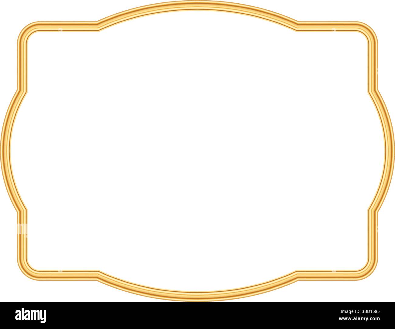 Lussuosa cornice dorata in stile orientale. Cornice ornamentale islamica, confine arabesco. Elemento decorativo indiano, forme marocchine per certificato Illustrazione Vettoriale