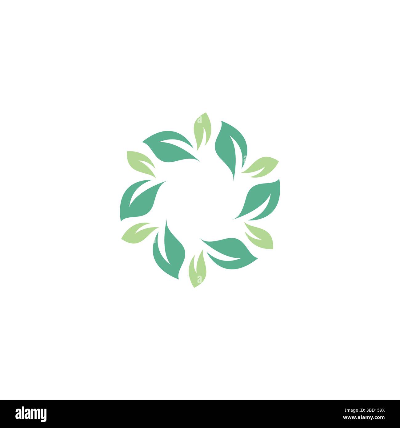 Design del logo Organic Circle Leaf Illustrazione Vettoriale