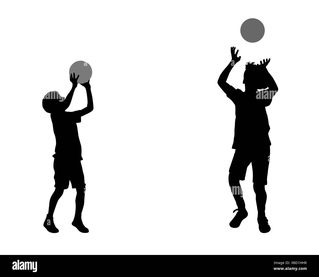 Silhouette di ragazzi che giocano con una palla Illustrazione Vettoriale