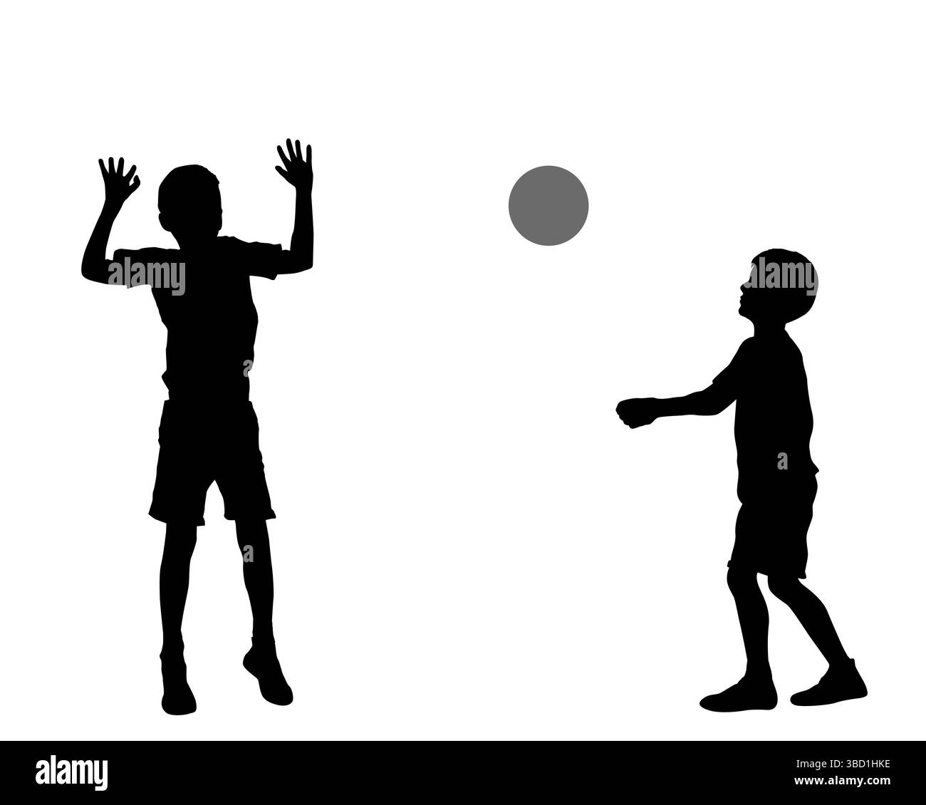 Silhouette di ragazzi che giocano con una palla Illustrazione Vettoriale