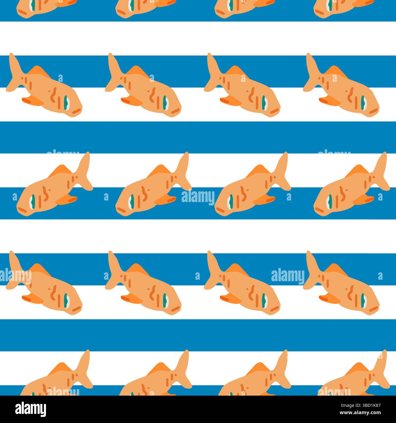 Motivo estivo senza cuciture per pesci arancioni Illustrazione Vettoriale