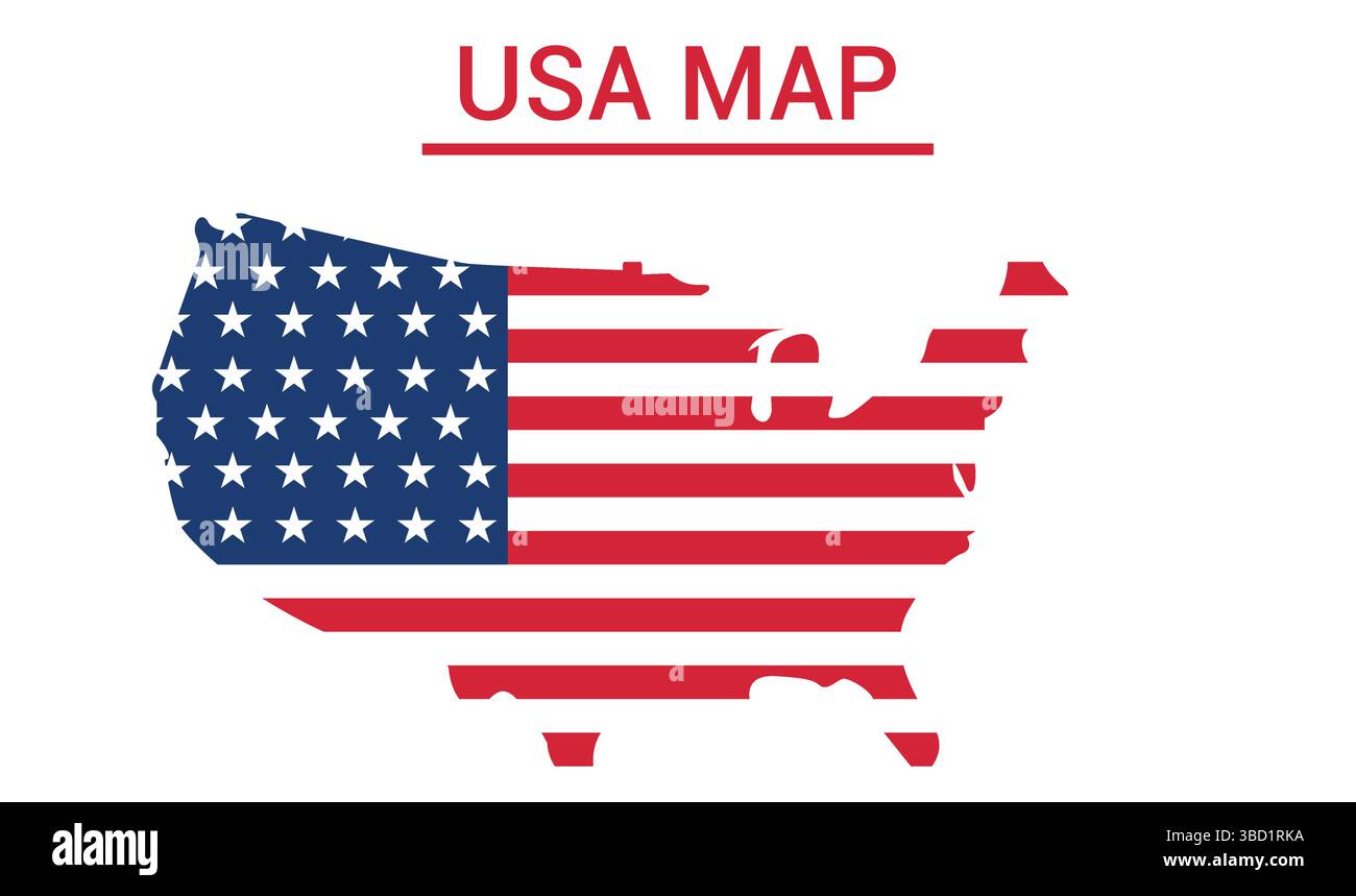 Mappa degli Stati Uniti. Mappa degli Stati Uniti d'America. Stampa in bianco e nero degli Stati Uniti con stati, poster o temi geografici e politici. Illustrazione Vettoriale