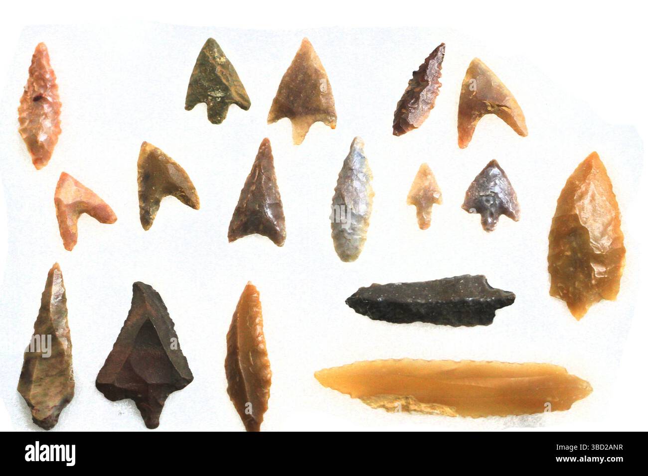collezione di selce paleolitiche come strumento umano molto antico Foto Stock