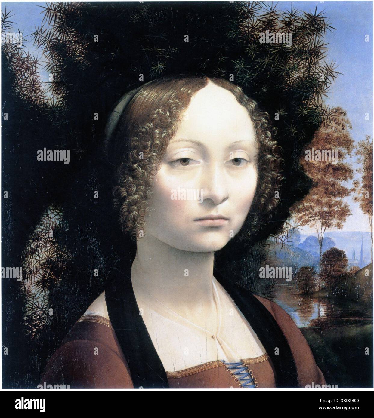 LEONARDO DA VINCI. RITRATTO DI GINERVA DE BENCI. 1478-1480. OLIO E TEMPERA SU LEGNO. 38,1 X 37 CM Foto Stock
