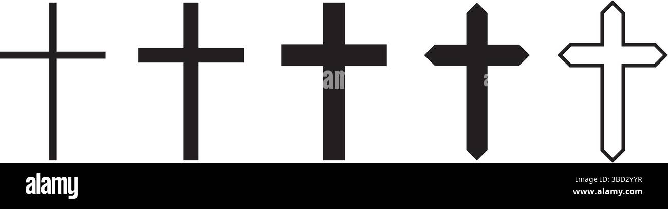 serie di semplici illustrazioni vettoriali isolate con icone di croce di religione Illustrazione Vettoriale