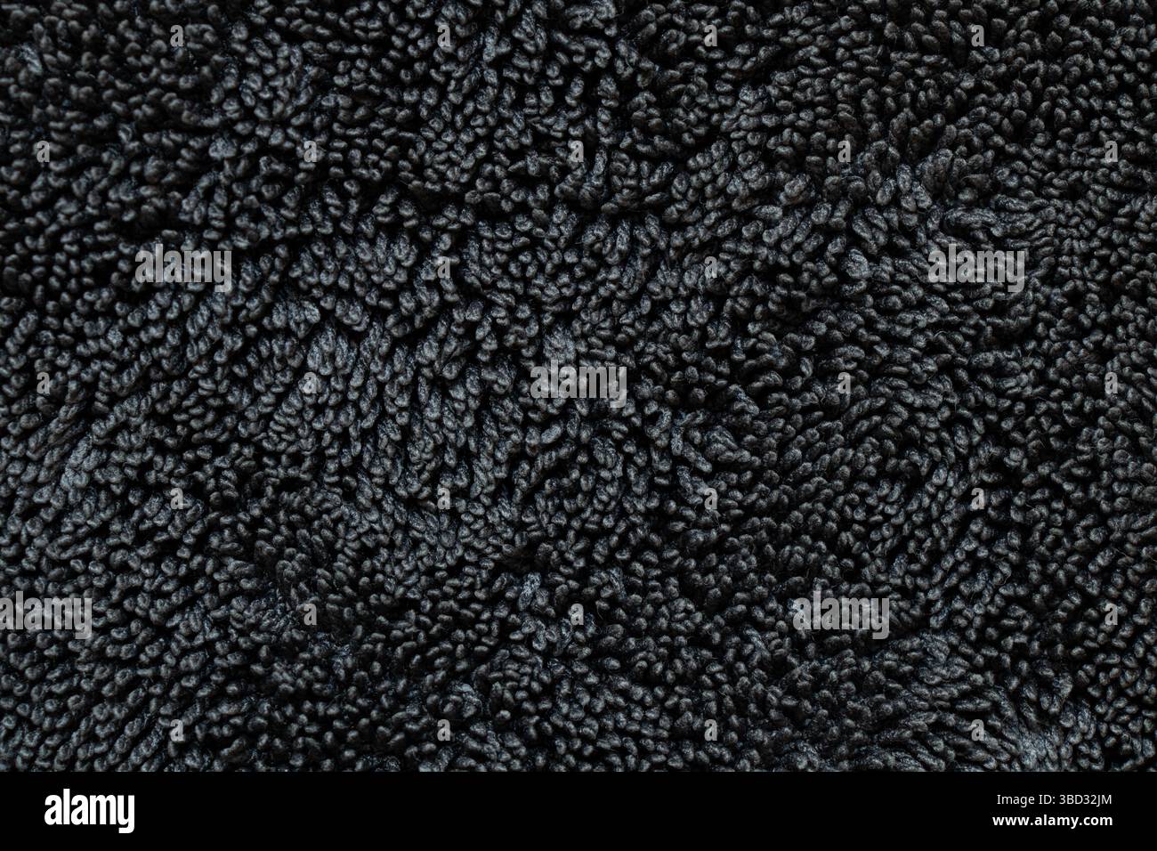 Sfondo in tessuto di spugna nero con trama ad anello, modello in tessuto morbido per design e presentazioni Foto Stock