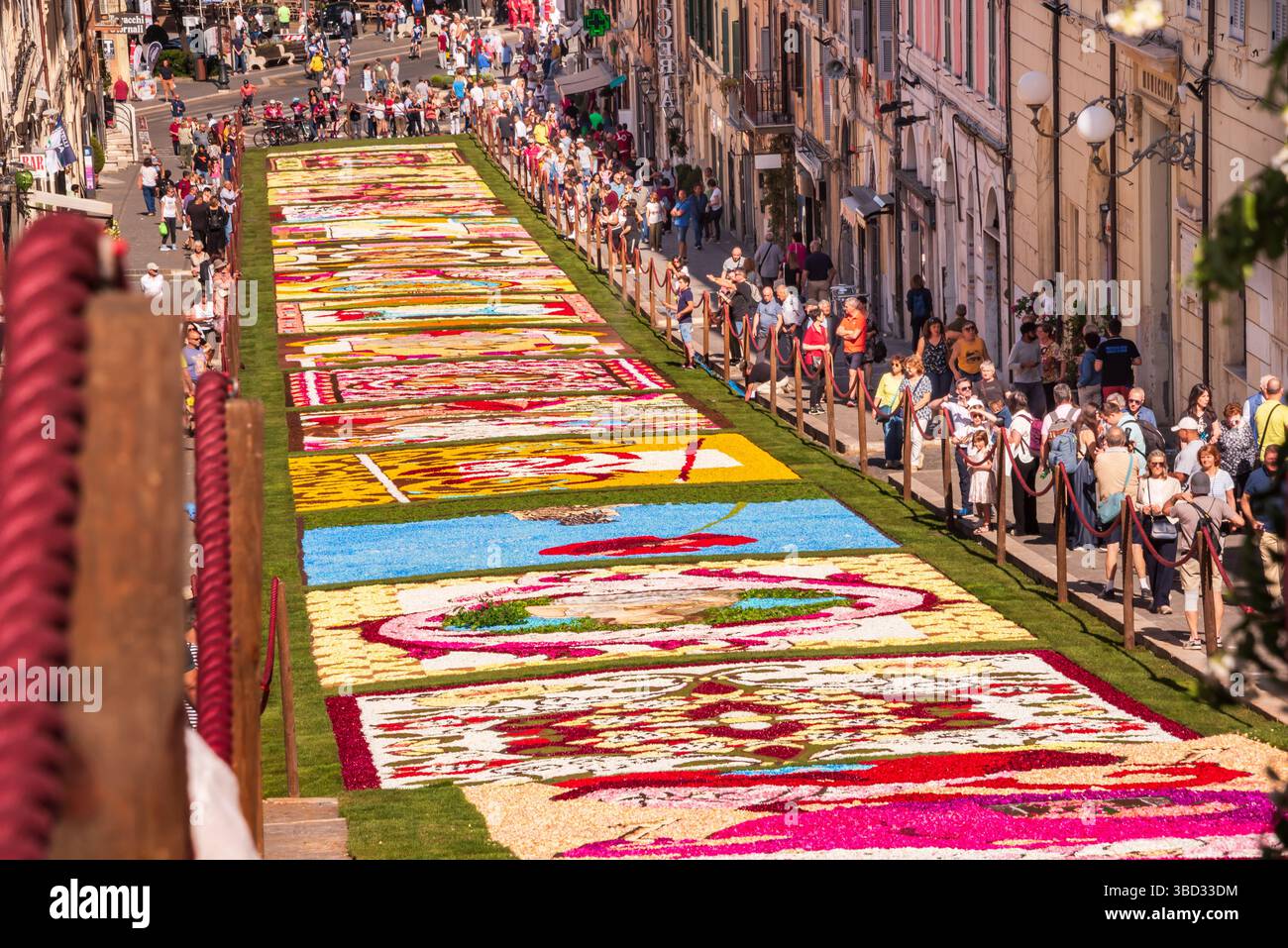 06-16-24, Genzano, Italia. Infiorata - tappeto con petali di fiori, immagini realizzate con fiori Foto Stock