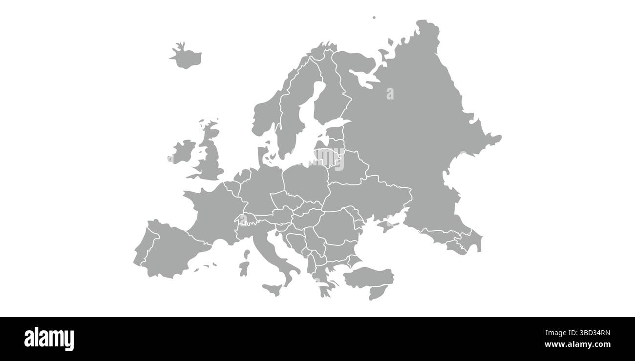 Mappa di alta qualità dell'Europa con i confini delle regioni. Illustrazione Vettoriale