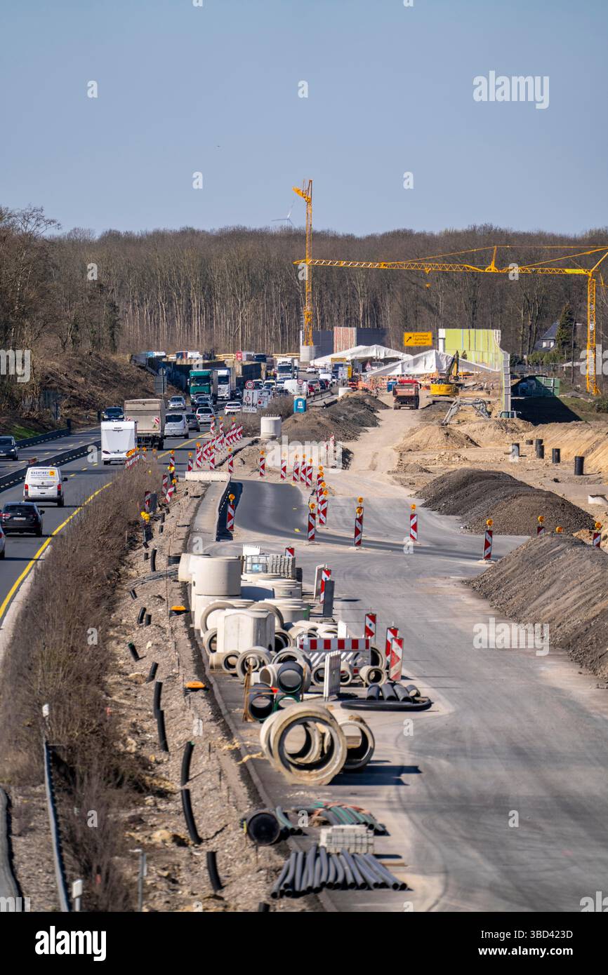 Cantiere autostradale, lavori sull'ampliamento a sei corsie dell'autostrada federale B 1 fino all'autostrada A 40 tra lo svincolo Dortmund-Ost e la D. Foto Stock