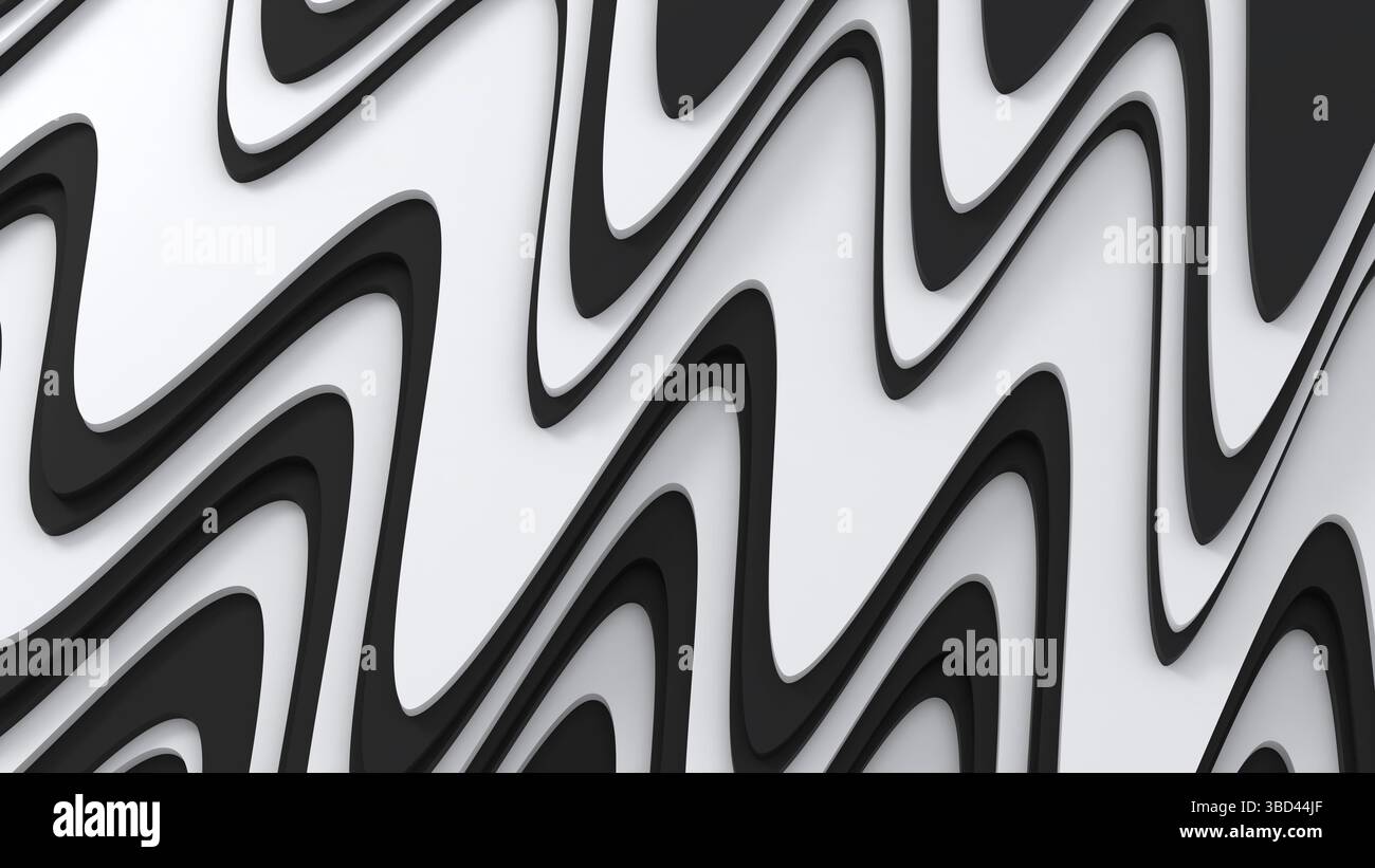 Moderna arte di carta strato astratto di onde di acqua bianca e grigia. Stile artigianale alla moda. Modello di progettazione 3D. Foto Stock