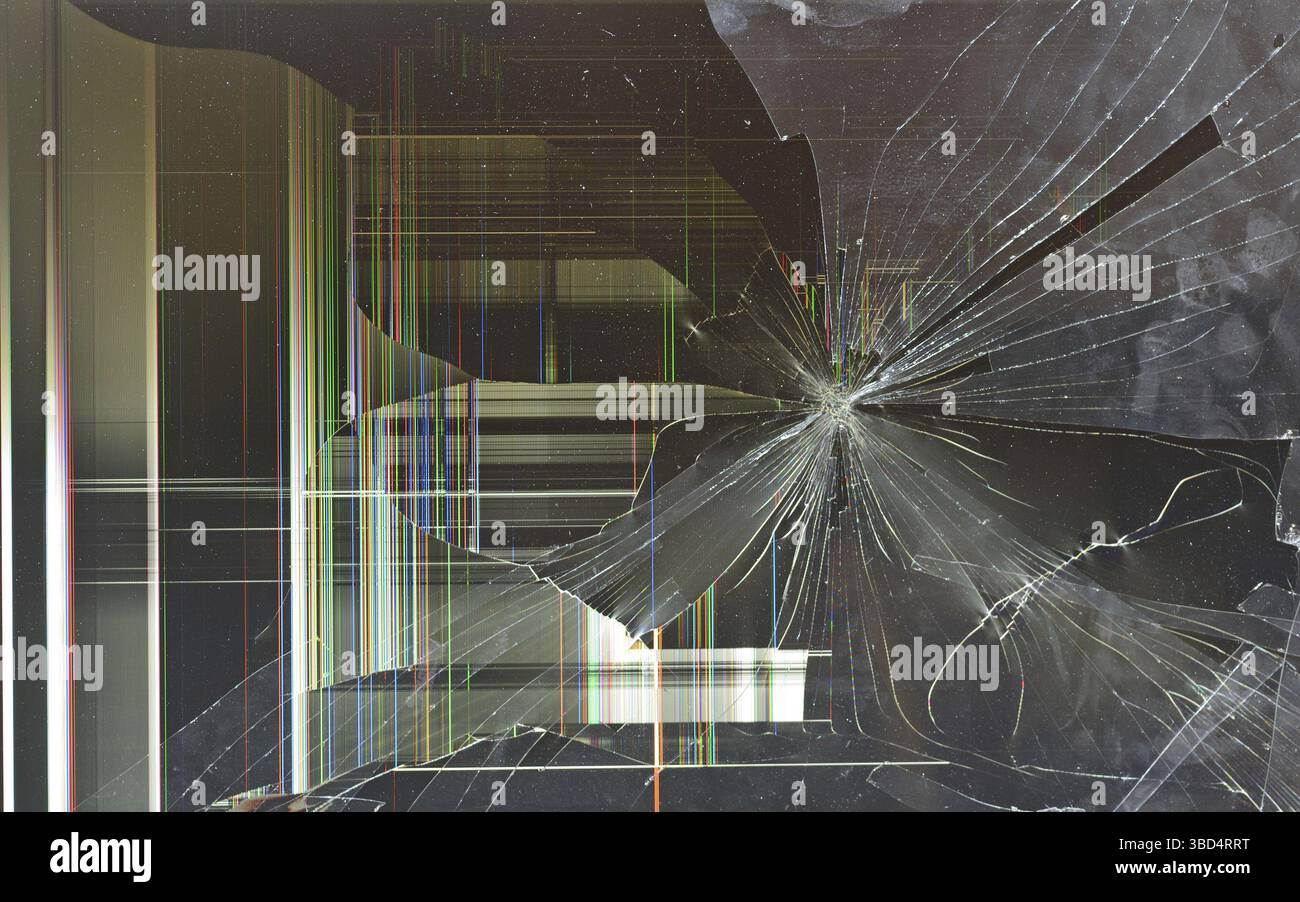 Sfondo di uno schermo del computer rotto Foto Stock