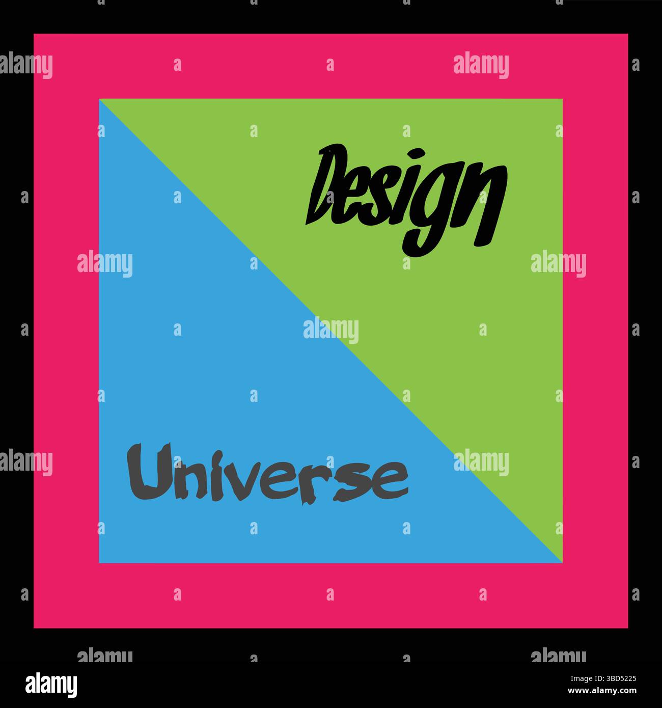 Design Universe Vector, colorata arte quadrata, tipografia moderna, illustrazione grafica creativa Illustrazione Vettoriale