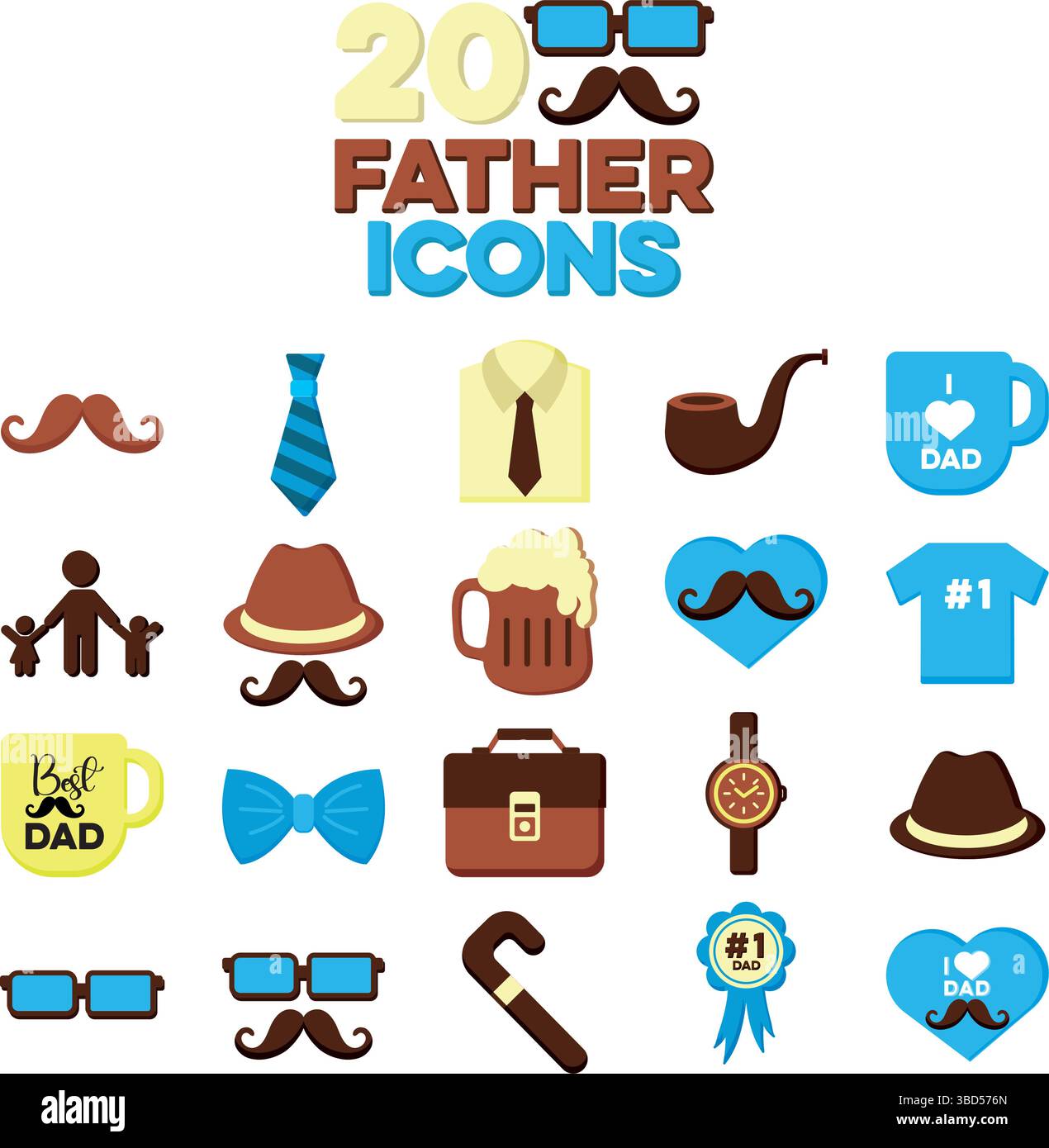 Collezione Dad con venti icone. Vettore Illustrazione Vettoriale