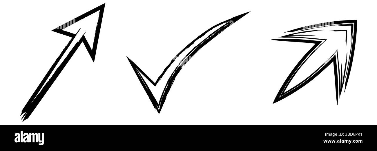 set di icone frecce vettoriali, fascio di frecce di traccia di colore, freccia di pennello png Illustrazione Vettoriale