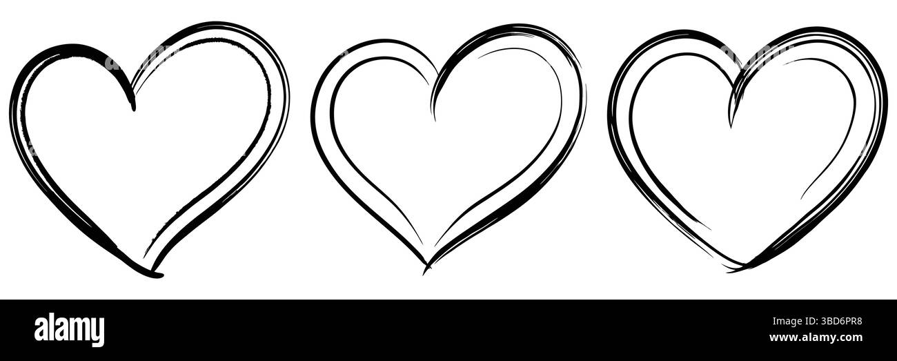 l'illustrazione del vettore astratto mostra un cuore in bianco e nero, disegna forme d'amore e pennello Illustrazione Vettoriale