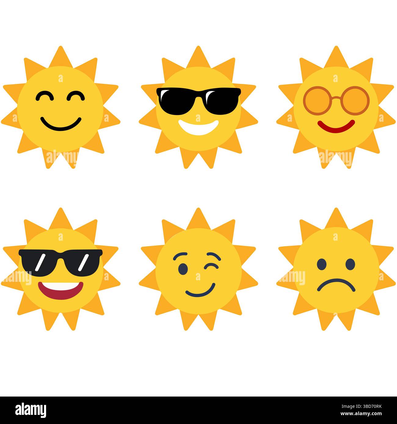 Icone dell'emozione solare perfette per le vibrazioni estive e le attività divertenti Illustrazione Vettoriale