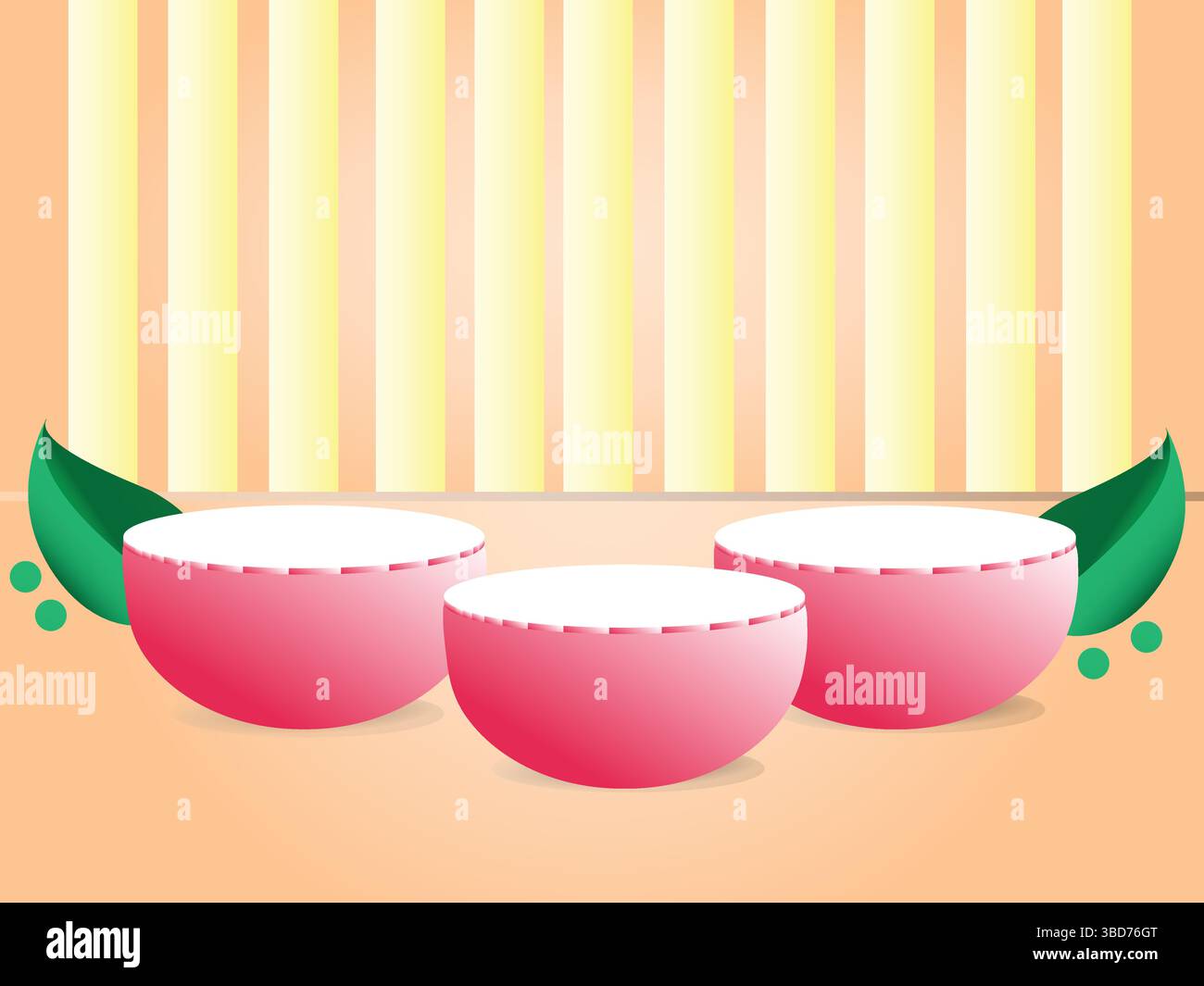 Scena Peach Podium con linee verticali e lamelle per la visualizzazione del posizionamento del prodotto Illustrazione Vettoriale