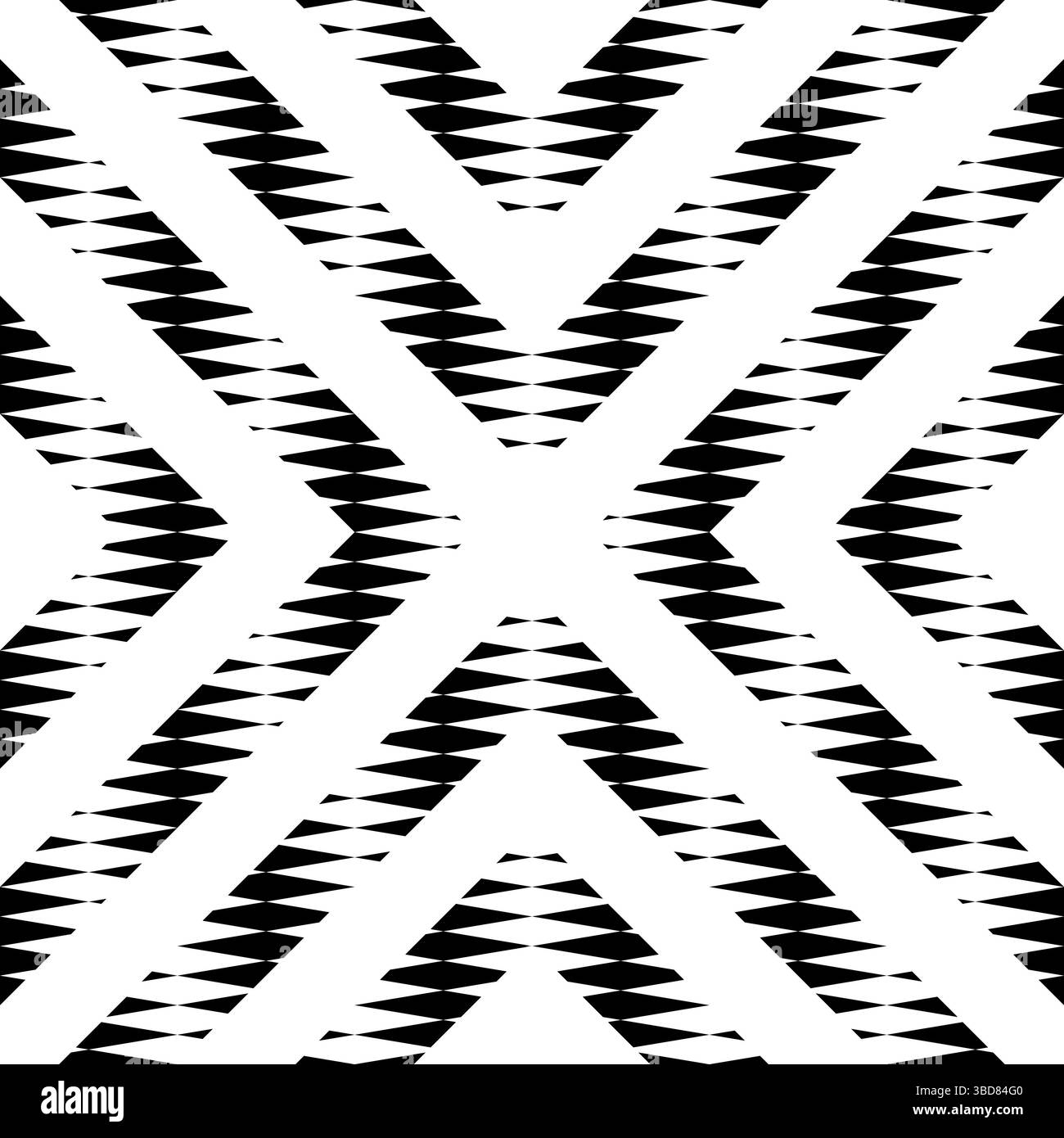 Audace motivo a zig zag X bianco e nero - grafica astratta moderna ad alto contrasto per layout editoriali, packaging dei prodotti e branding Foto Stock