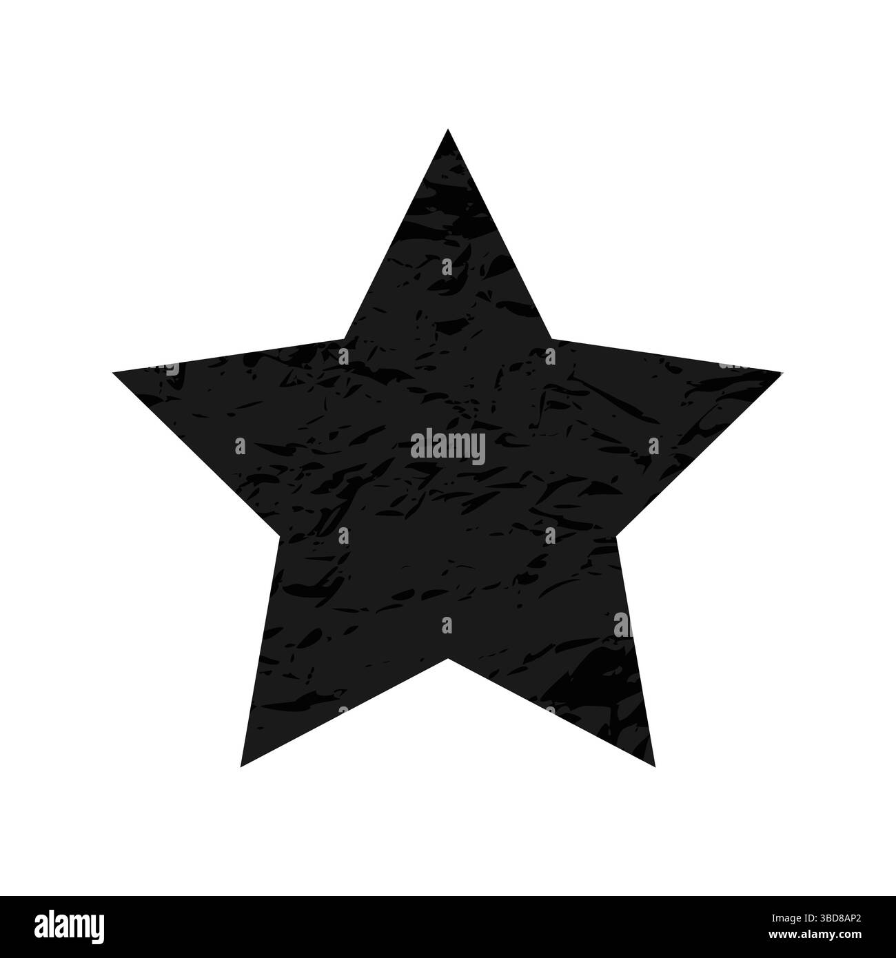 Stella graffiata. Figura scura con trama grunge in angoscia isolata su sfondo bianco. Illustrazione vettoriale. Illustrazione Vettoriale